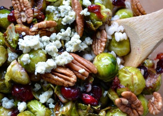 Pan Seared Brussles with Cranberries & Pecans